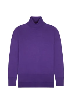 Montagut Les Incontournables-Pull col roulé à fentes laine mérinos - Amy 17-Violet
