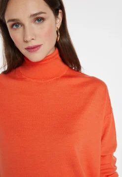 Montagut Les Incontournables-Pull col roulé à fentes laine mérinos - Amy 15-Orange