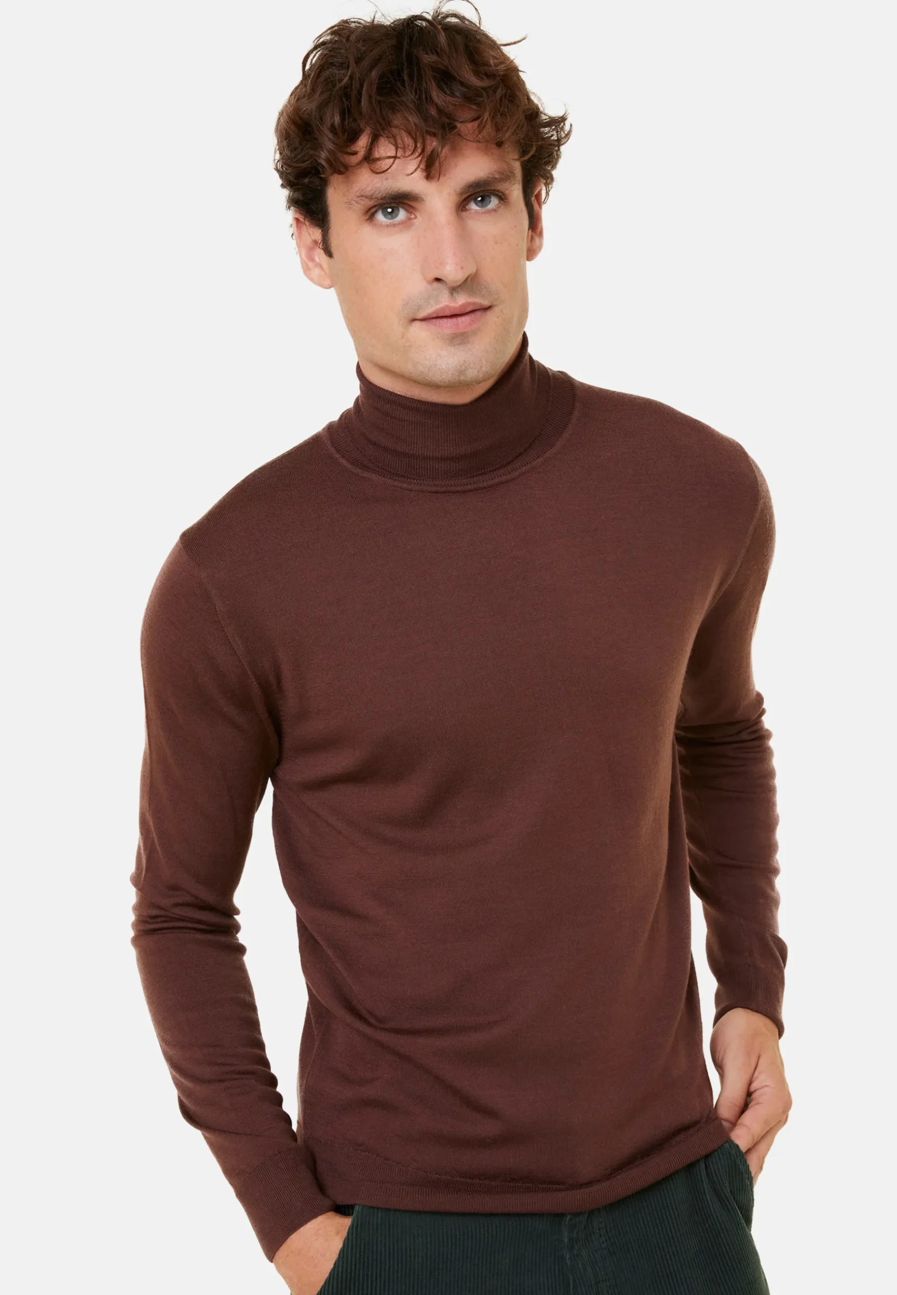 Montagut Pulls-Pull col roulé avec logo en laine mérinos - Enzo 47Marron foncé