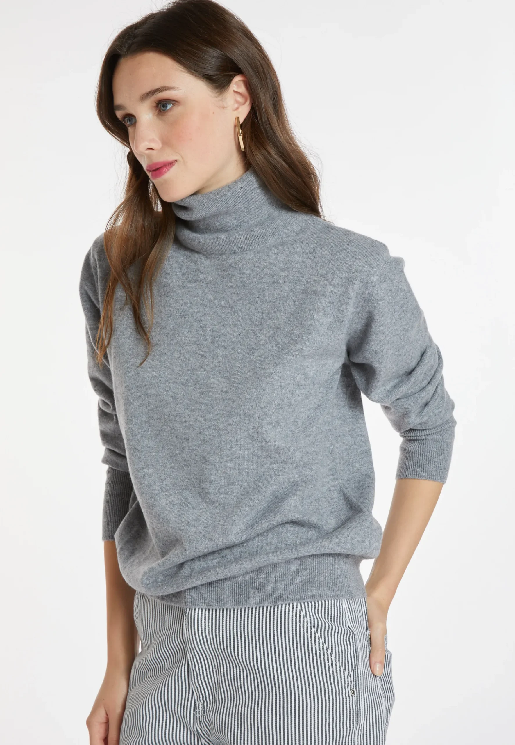 Montagut Les Incontournables-Pull col roulé cachemire - Anabelle 09-Gris moyen