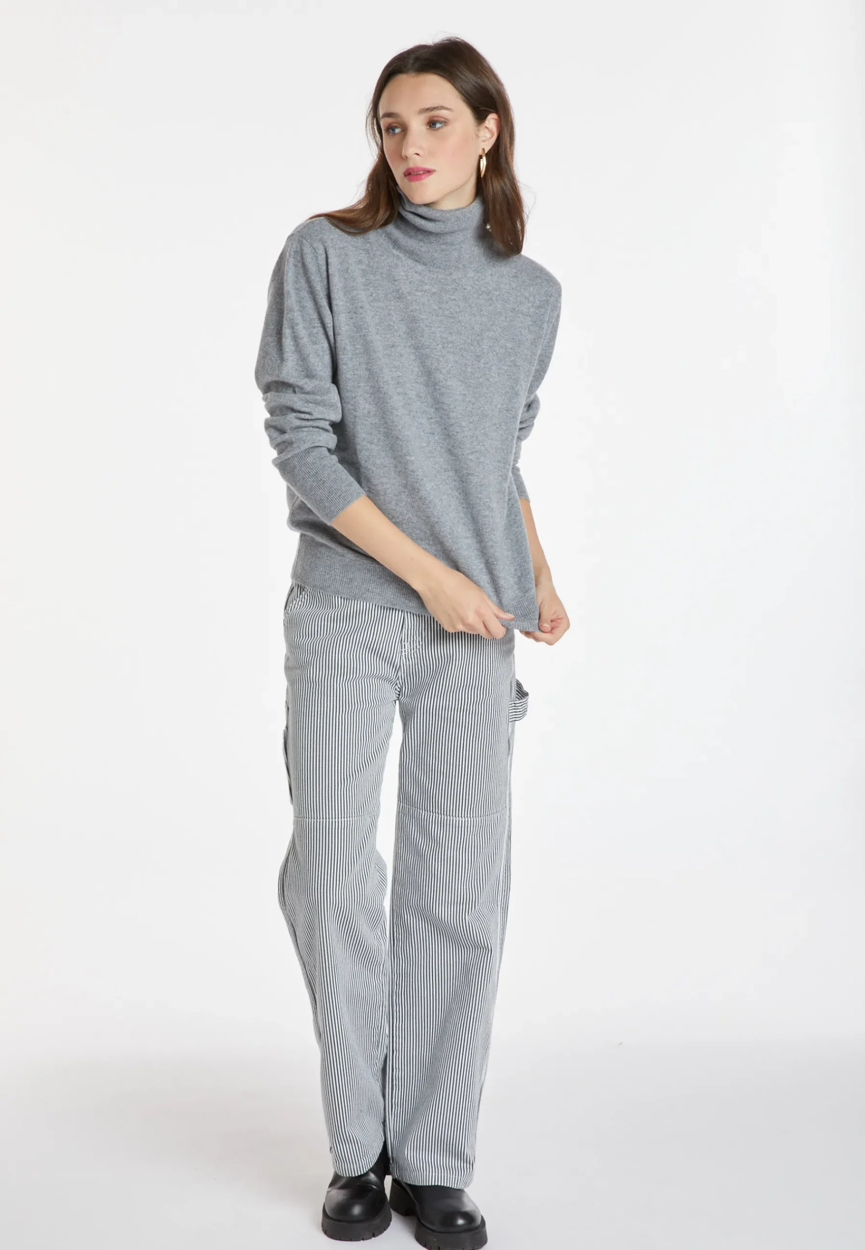 Montagut Les Incontournables-Pull col roulé cachemire - Anabelle 09-Gris moyen