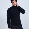 Montagut Pulls-Pull col roulé en cachemire - Bruno 05-Bleu marine