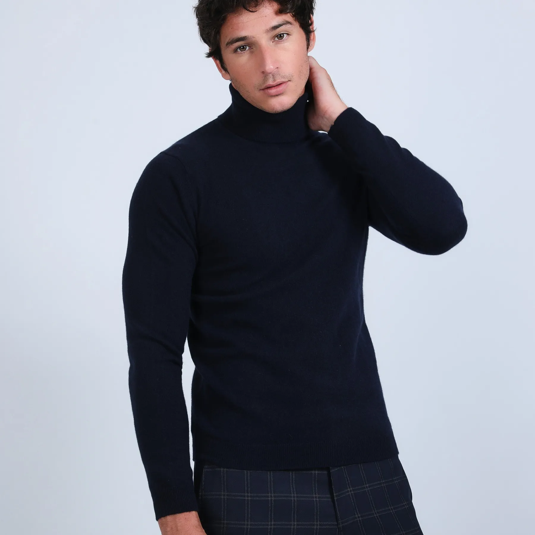 Montagut Pulls-Pull col roulé en cachemire - Bruno 05-Bleu marine