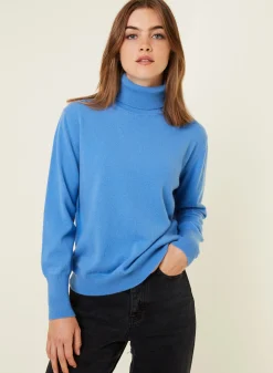 Montagut Les Incontournables-Pull col roulé en cachemire - Anabelle 06-Bleu moyen