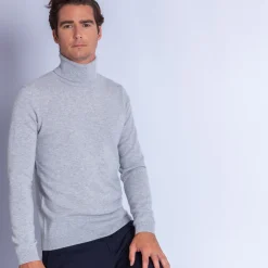 Montagut Pulls-Pull col roulé en cachemire - Bruno 11-Gris clair