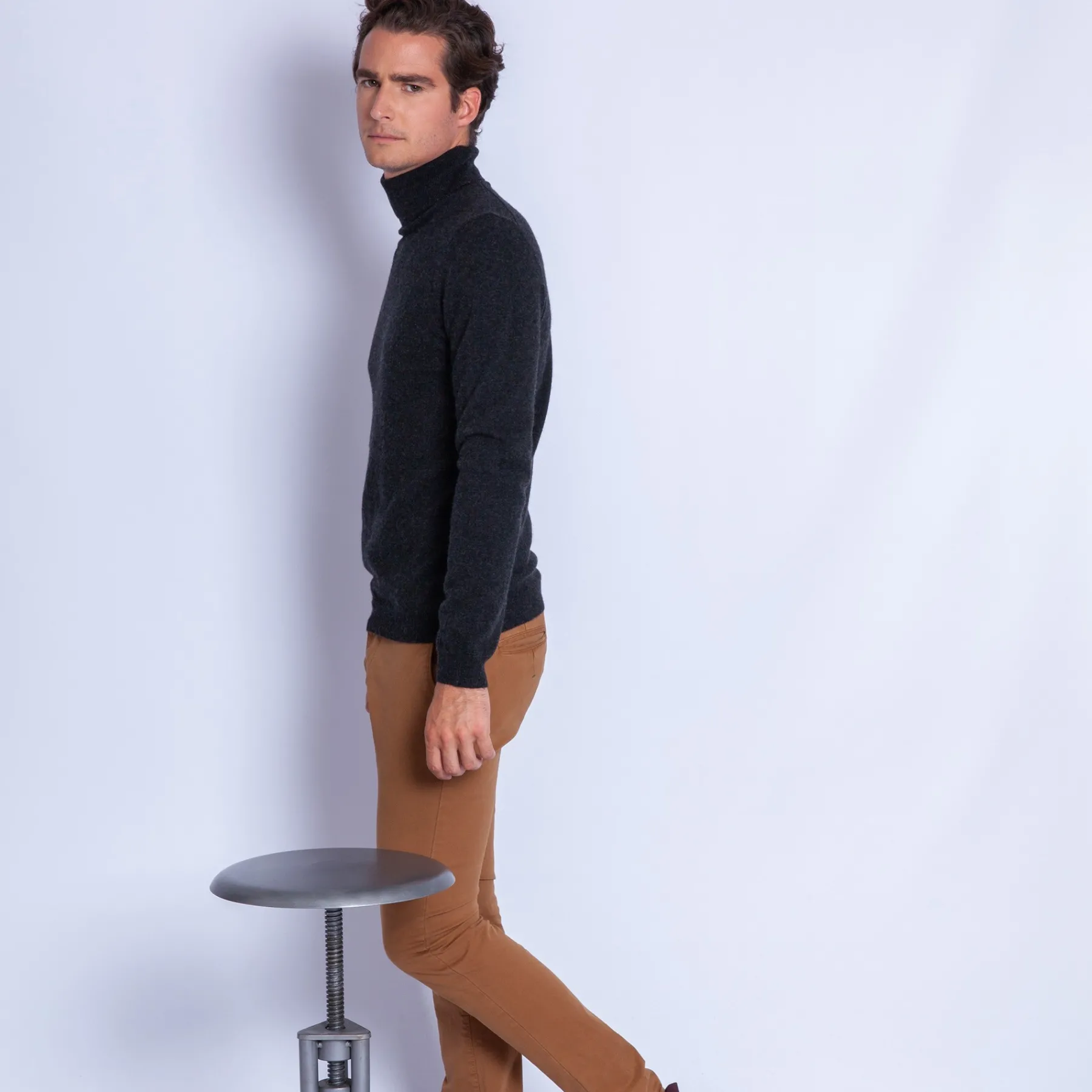 Montagut Pulls-Pull col roulé en cachemire - Bruno 10-Gris foncé
