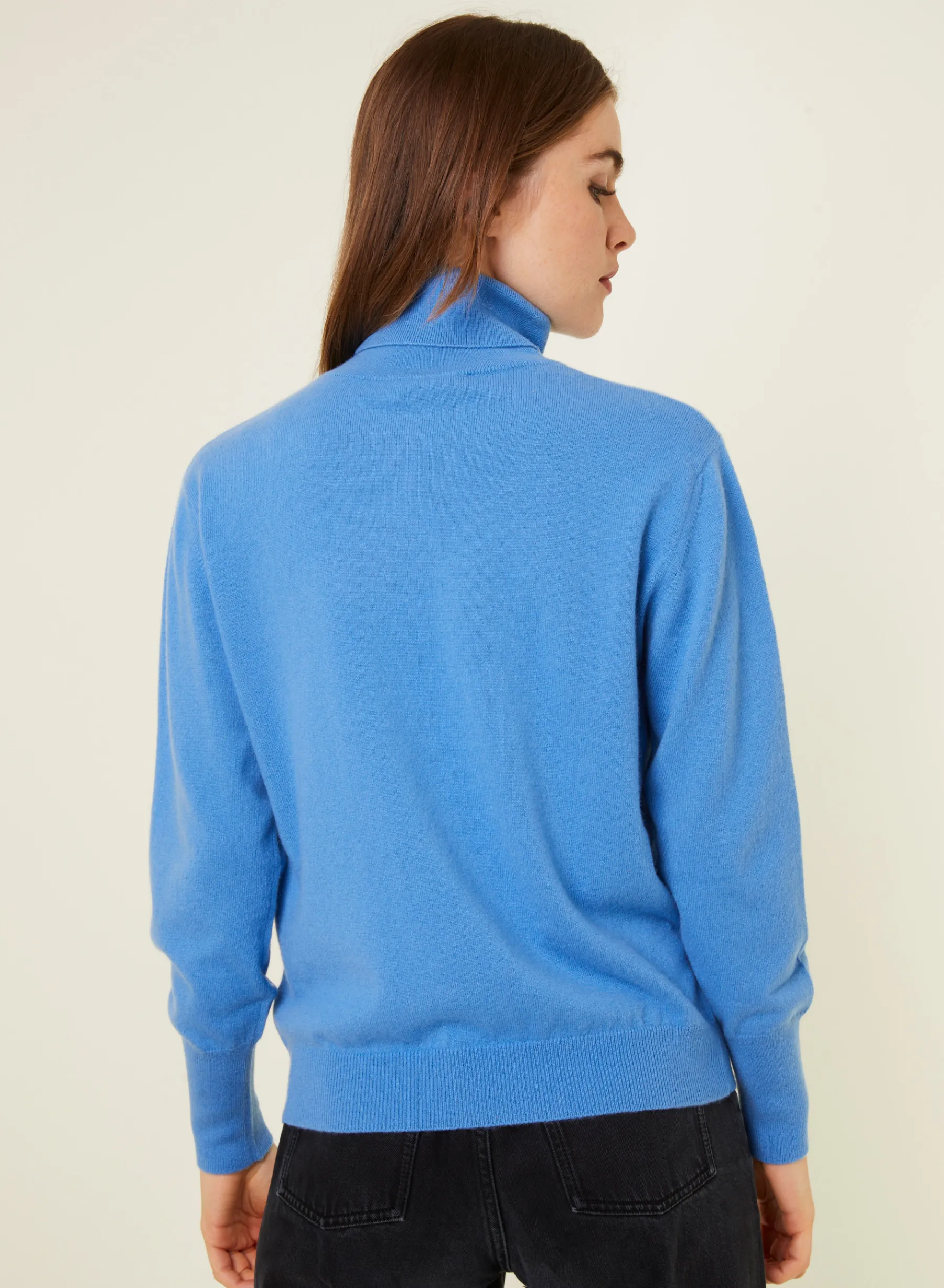 Montagut Les Incontournables-Pull col roulé en cachemire - Anabelle 06-Bleu moyen