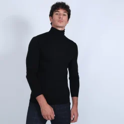 Montagut Pulls-Pull col roulé en laine mérinos - Enzo 01-Noir