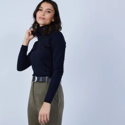 Montagut Les Incontournables-Pull col roulé en laine mérinos - Beha 05-Bleu marine