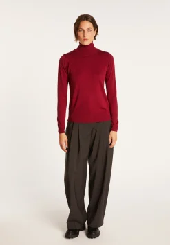 Montagut Pulls-Pull col roulé en laine mérinos - Elisaa 20-Rouge foncé