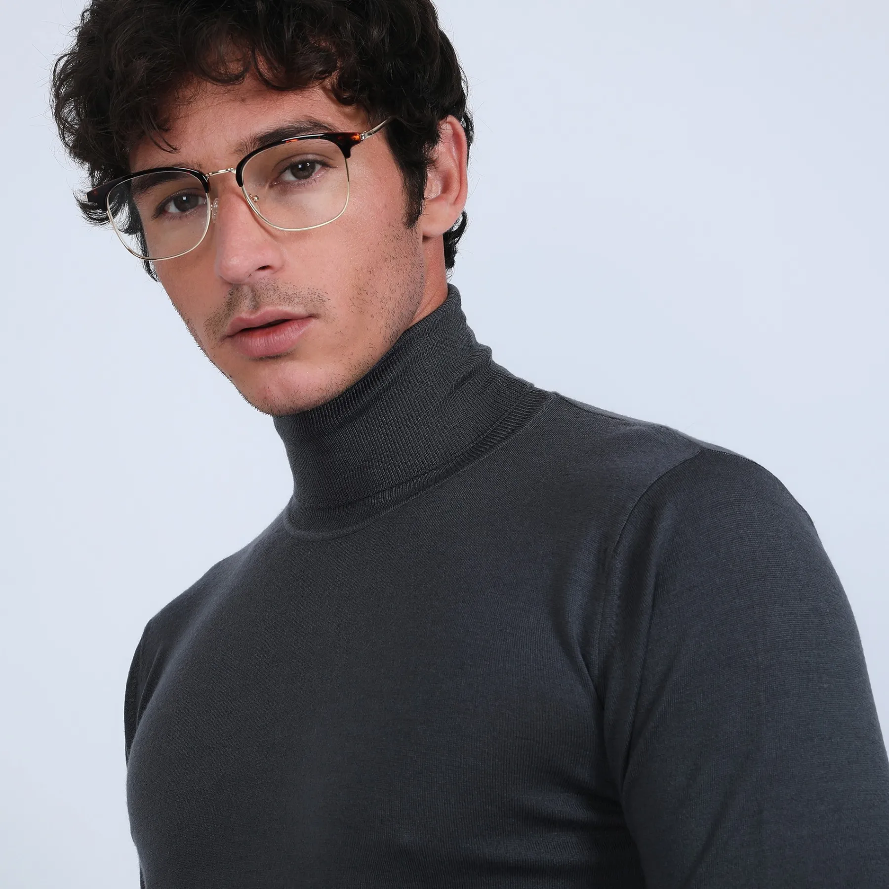 Montagut Pulls-Pull col roulé en laine mérinos - Enzo 10-Gris foncé