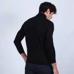 Montagut Pulls-Pull col roulé en laine mérinos - Enzo 01-Noir