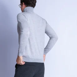 Montagut Pulls-Pull col roulé en laine mérinos - Enzo 11-Gris clair