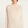 Montagut Pulls-Pull col roulé oversize en fibre de bambou cachemire - Heva 82-Ecru
