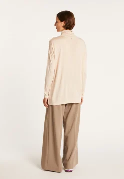 Montagut Pulls-Pull col roulé oversize en fibre de bambou cachemire - Heva 82-Ecru