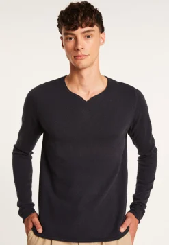 Montagut Pulls-Pull col tunisien en cachemire - Olivier 05-Bleu marine