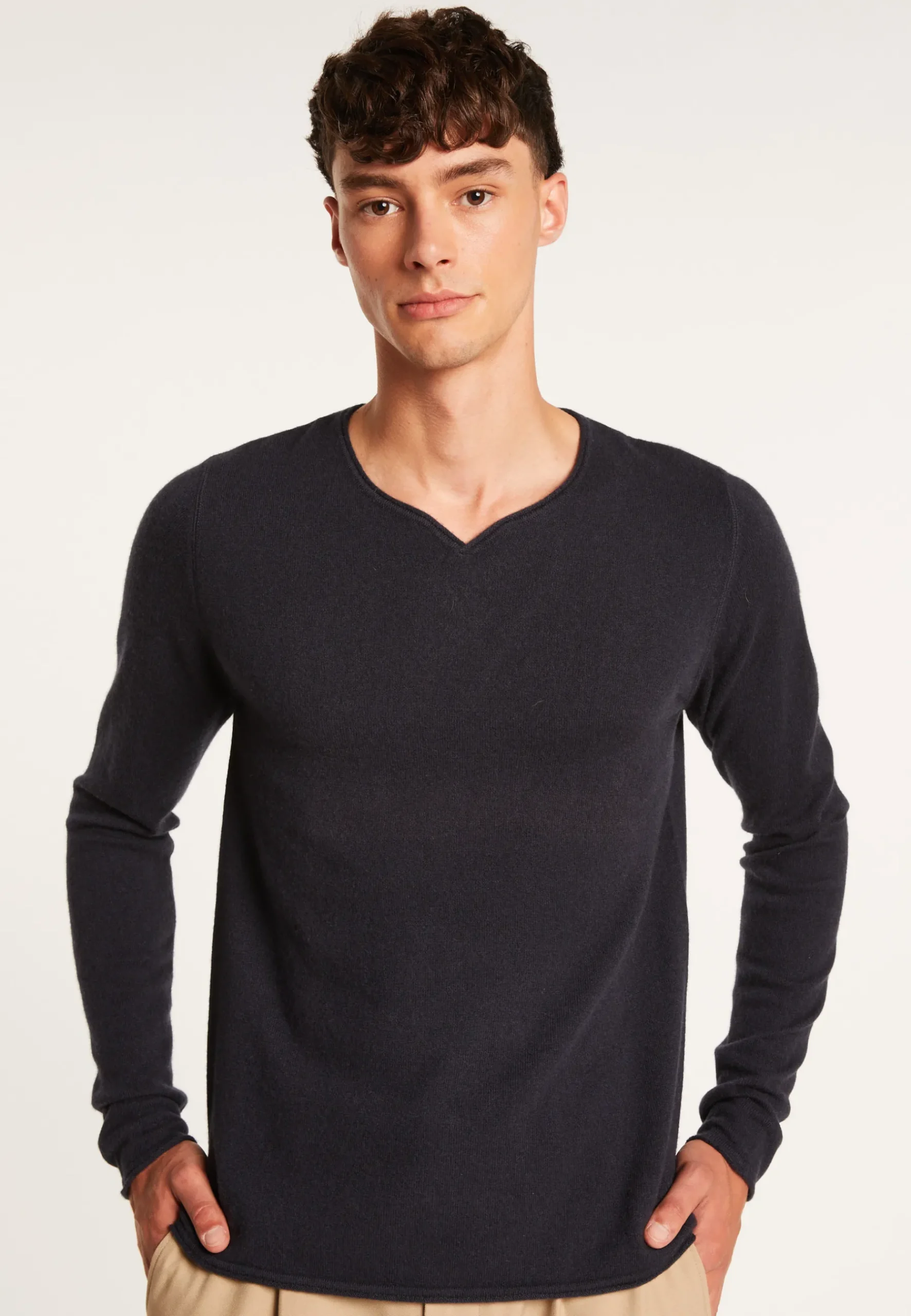 Montagut Pulls-Pull col tunisien en cachemire - Olivier 05-Bleu marine