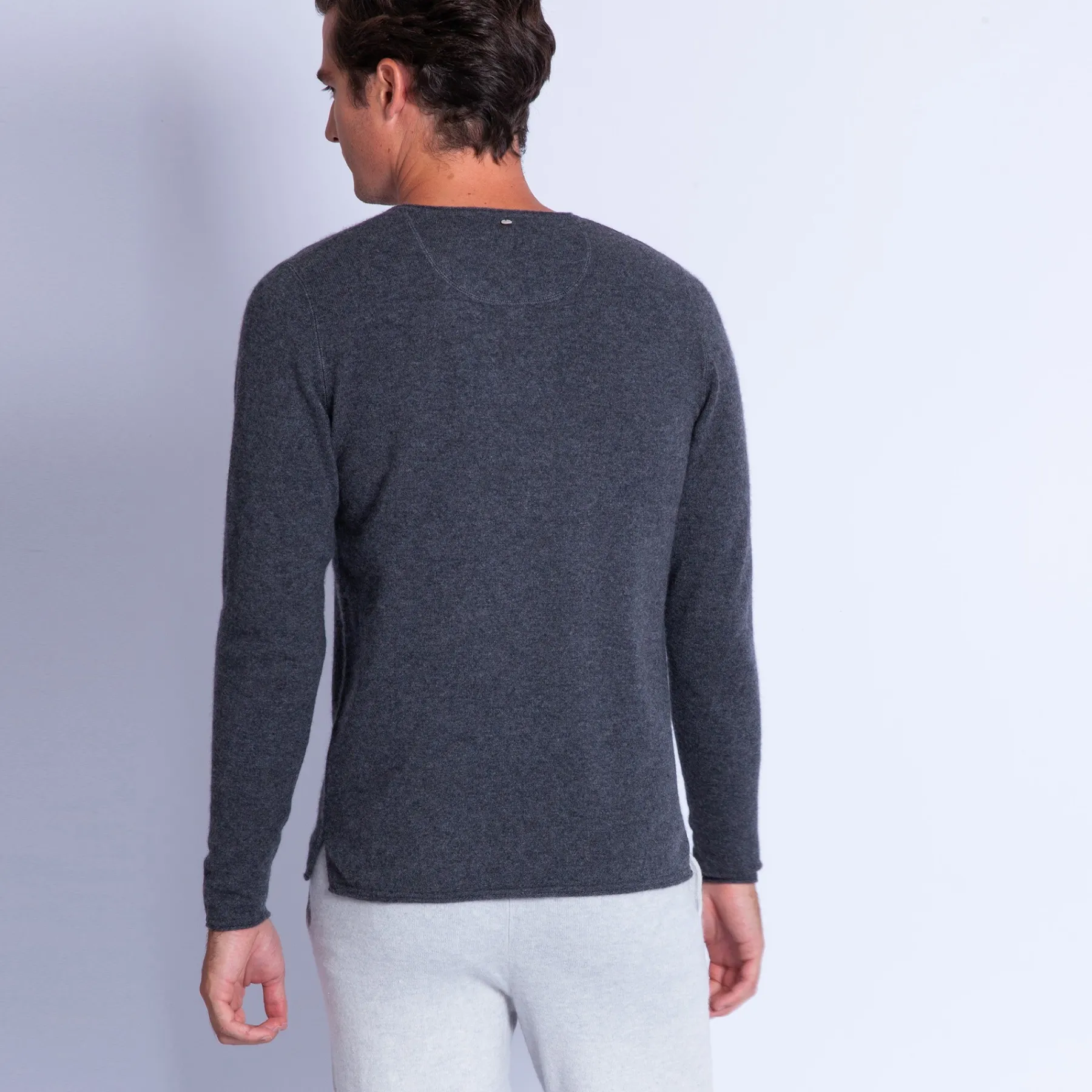 Montagut Pulls-Pull col tunisien en cachemire - Olivier 09-Gris moyen