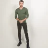Montagut Pulls-Pull col tunisien en laine - Bono 83-Kaki