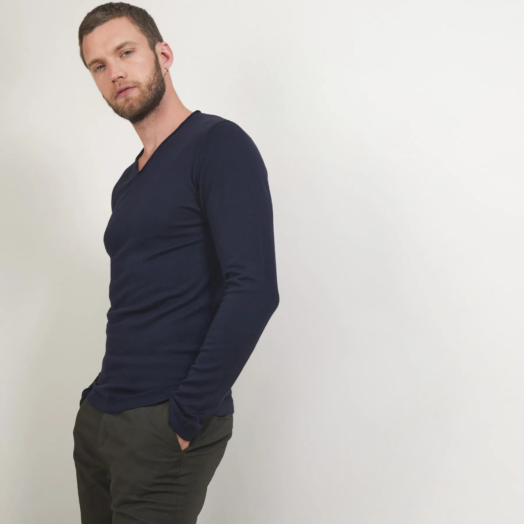 Montagut Pulls-Pull col tunisien en laine - Bono 05-Bleu marine