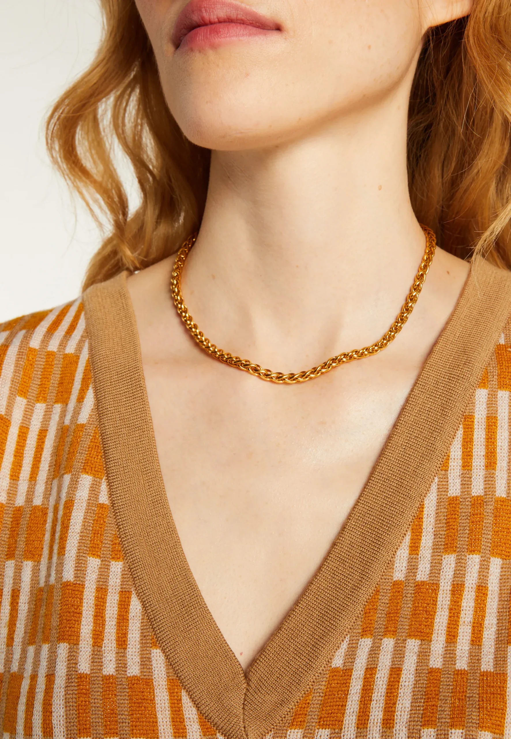 Montagut Pulls-Pull col V à motifs en laine mérinos sans manches - Ganael 15-Orange