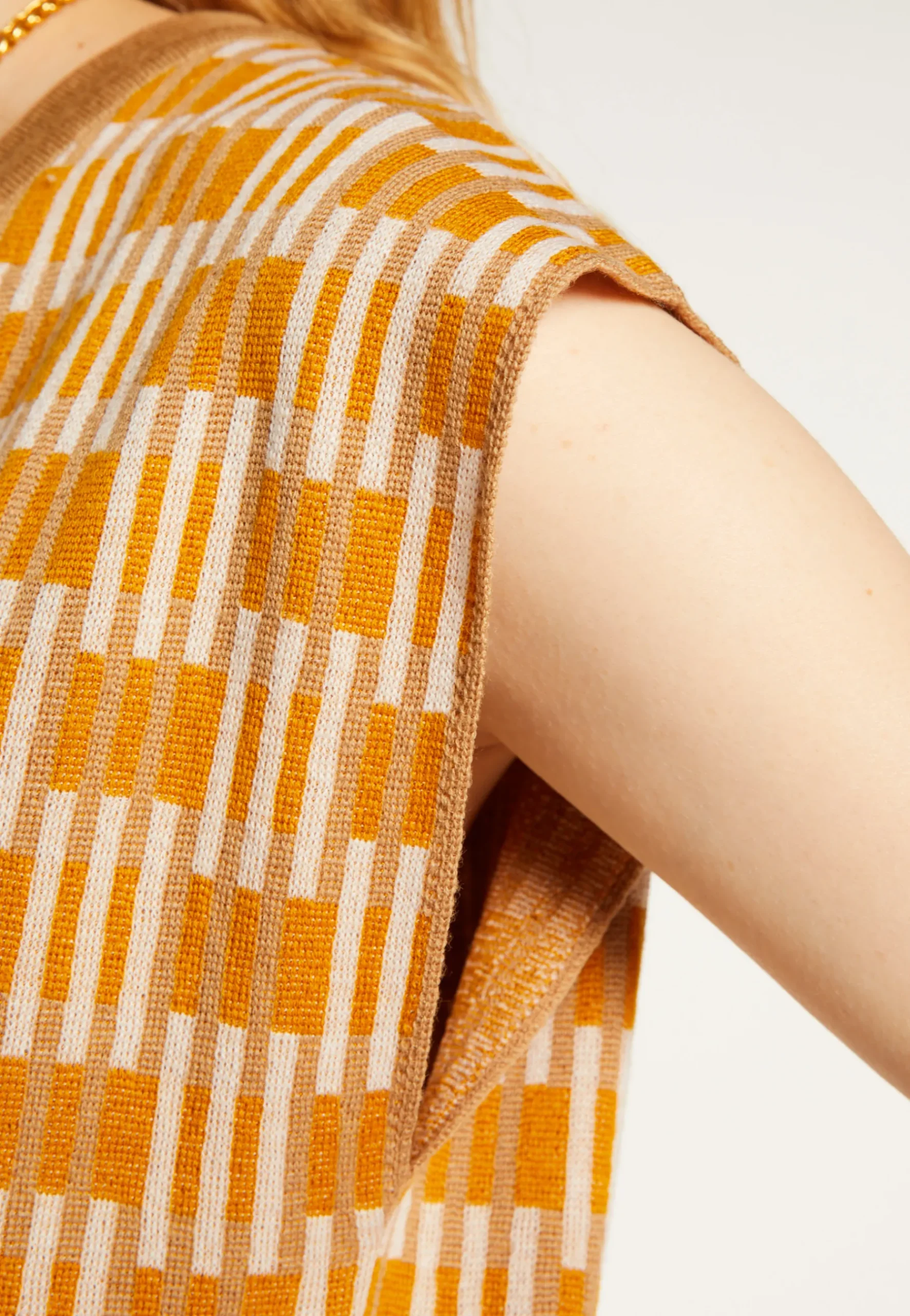 Montagut Pulls-Pull col V à motifs en laine mérinos sans manches - Ganael 15-Orange