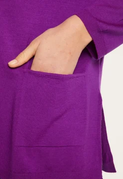 Montagut Les Incontournables-Pull col V à poches laine mérinos - Albertine 17-Violet