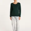 Montagut Pulls-Pull col V arrière en coton cachemire - Pandore 21-Vert foncé