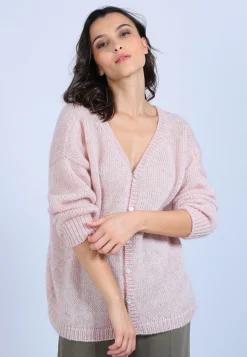 Montagut Pulls-Pull col V avant et arrière en mohair - Simon 85-Nude
