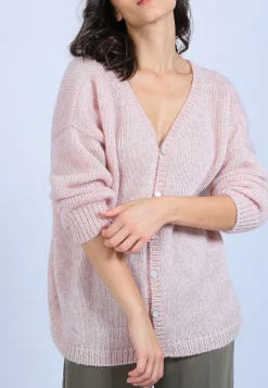 Montagut Pulls-Pull col V avant et arrière en mohair - Simon 85-Nude