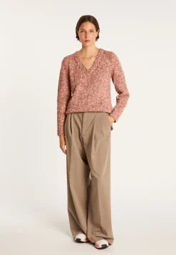 Montagut Pulls-Pull col V chiné - Promesse 25-Rose moyen