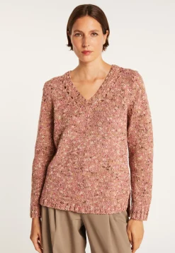 Montagut Pulls-Pull col V chiné - Promesse 25-Rose moyen