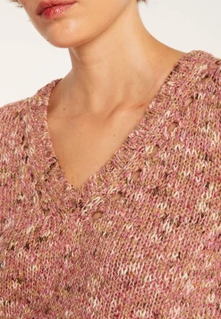Montagut Pulls-Pull col V chiné - Promesse 25-Rose moyen