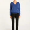 Montagut Les Incontournables-Pull col V en cachemire - Abel 48-Bleu roi