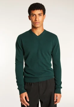 Montagut Pulls-Pull col V en cachemire - Evann 21-Vert foncé