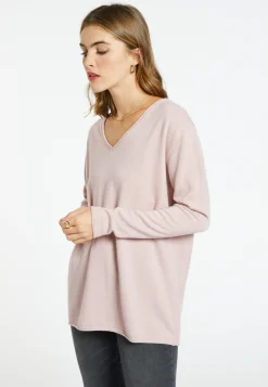 Montagut Pulls-Pull col V en cachemire - Olgae 24-Rose clair