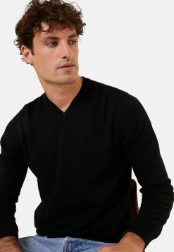 Montagut Pulls-Pull col V en cachemire - Evann 01-Noir