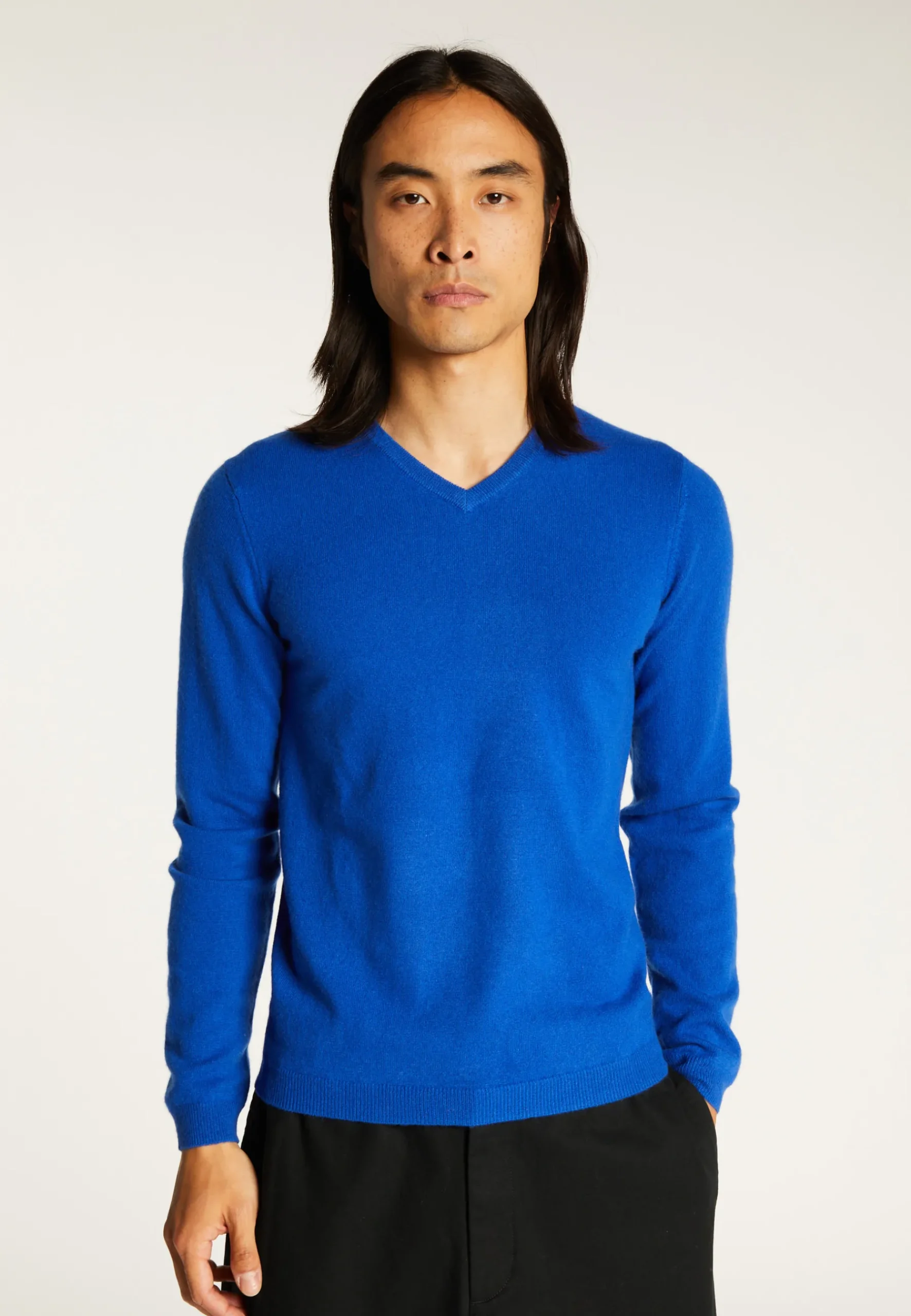 Montagut Pulls-Pull col V en cachemire - Evann 48-Bleu roi