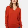 Montagut Les Incontournables-Pull col V en cachemire - Abel 92-Rouille