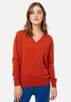 Montagut Les Incontournables-Pull col V en cachemire - Abel 92-Rouille