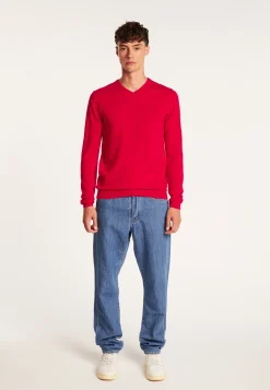 Montagut Pulls-Pull col V en cachemire - Evann 52-Rouge