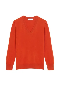 Montagut Les Incontournables-Pull col V en cachemire - Abel 92-Rouille