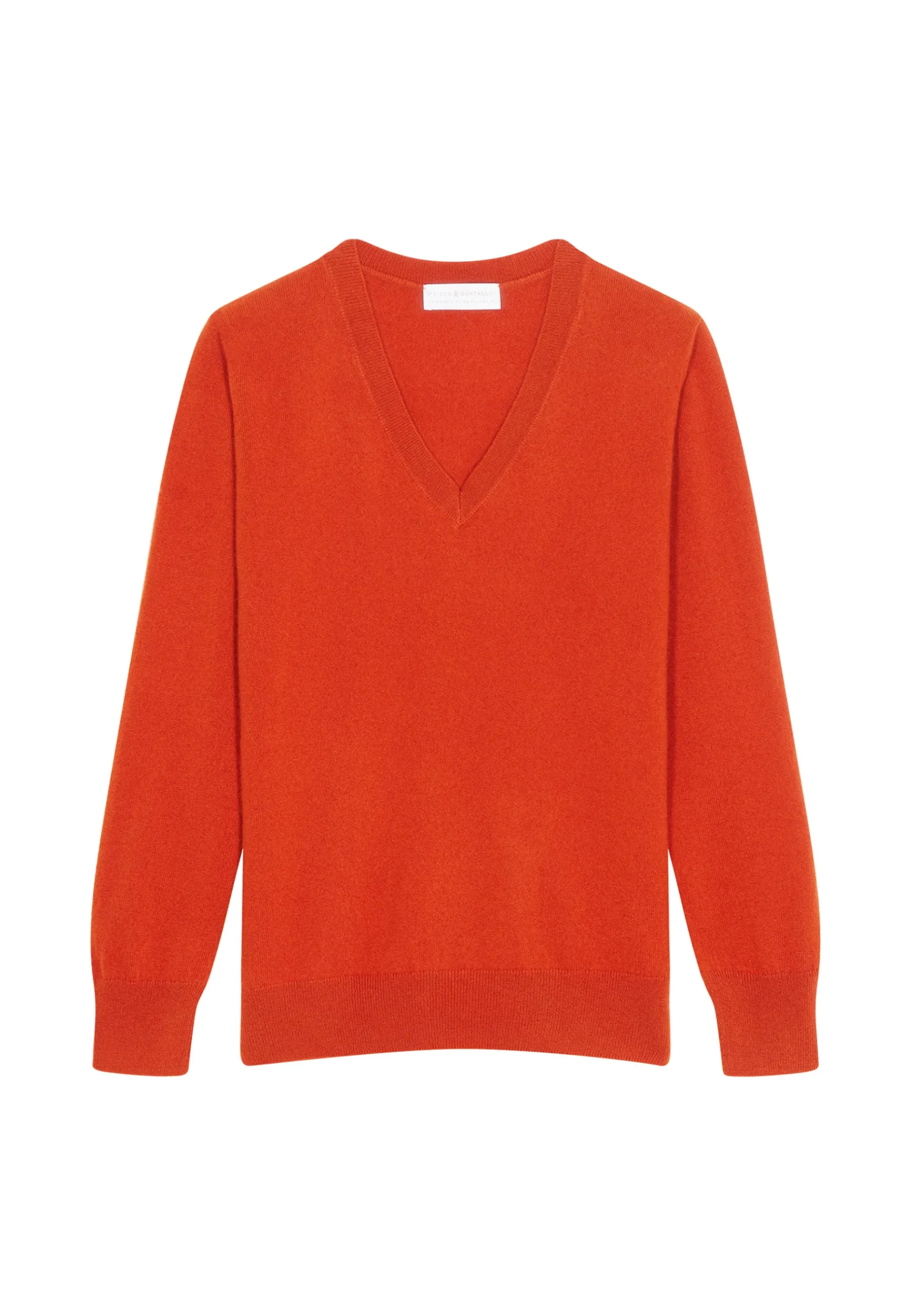Montagut Les Incontournables-Pull col V en cachemire - Abel 92-Rouille