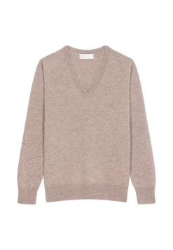 Montagut Les Incontournables-Pull col V en cachemire - Abel 14-Beige foncé