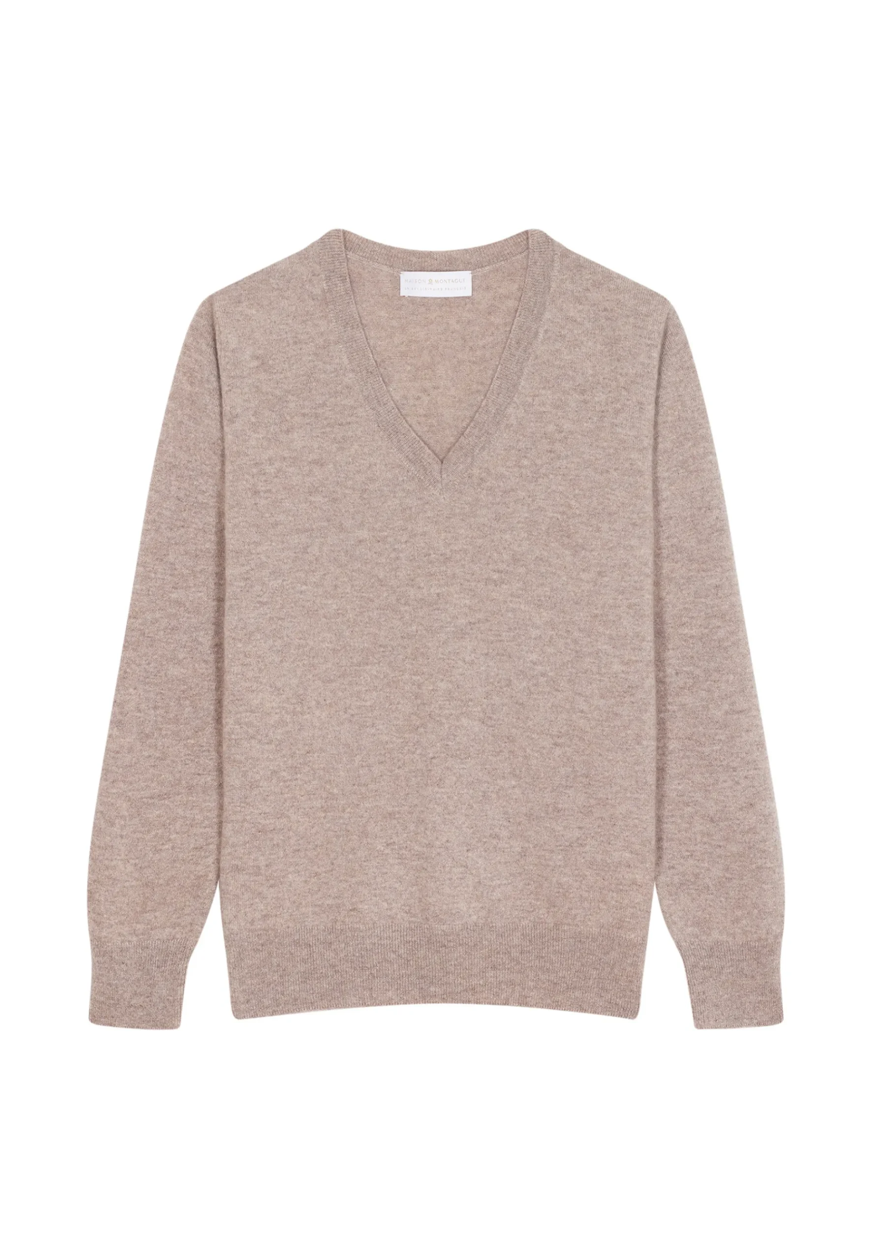 Montagut Les Incontournables-Pull col V en cachemire - Abel 14-Beige foncé