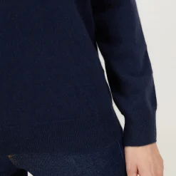 Montagut Les Incontournables-Pull col V en cachemire - Abel 05-Bleu marine
