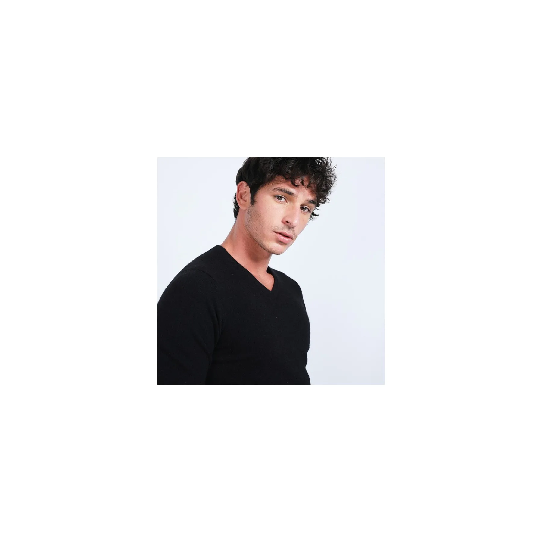 Montagut Pulls-Pull col V en cachemire - Evann 01-Noir