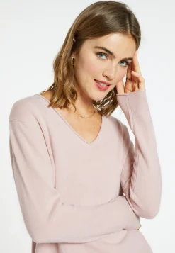 Montagut Pulls-Pull col V en cachemire - Olgae 24-Rose clair