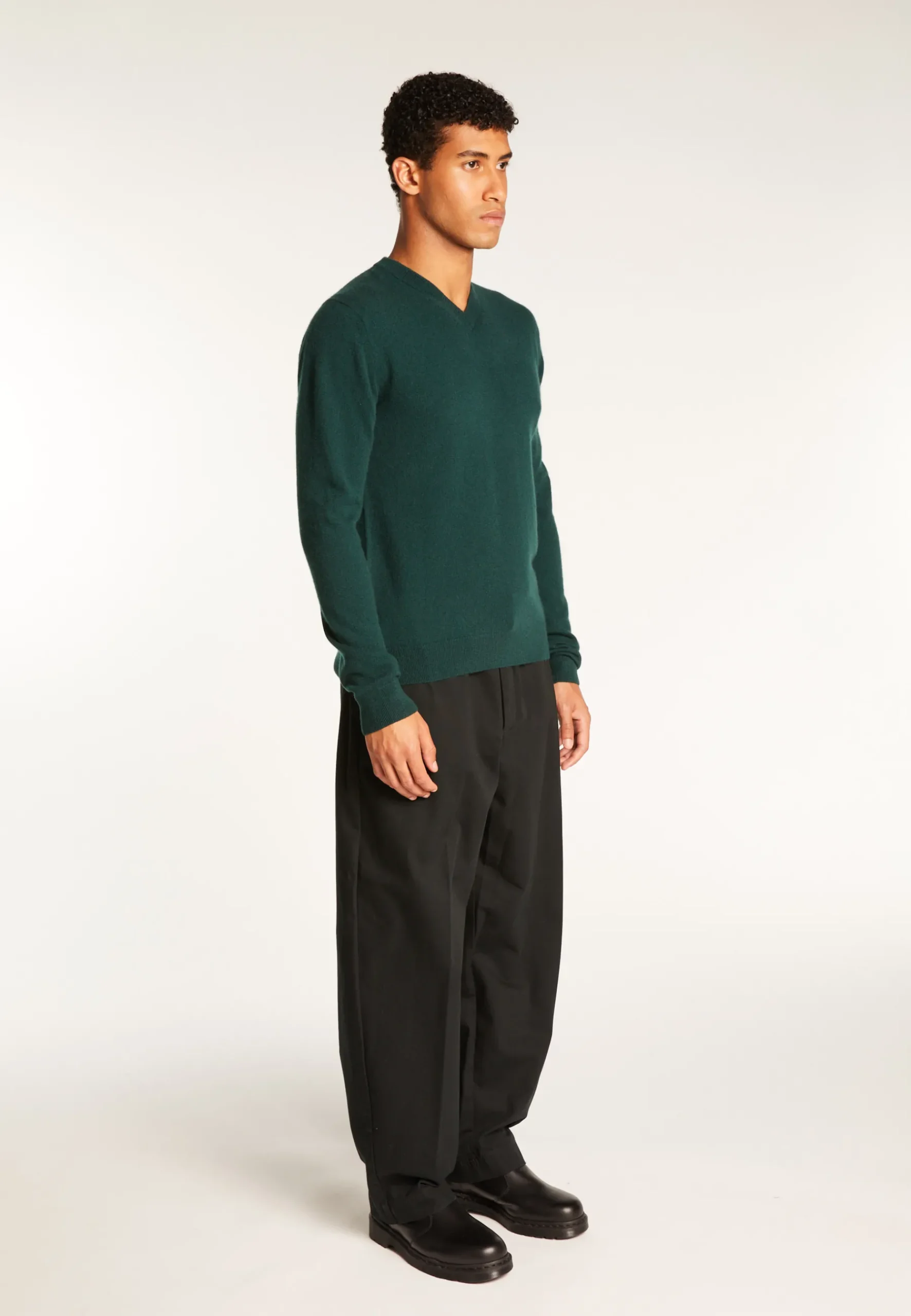Montagut Pulls-Pull col V en cachemire - Evann 21-Vert foncé