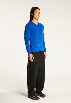 Montagut Pulls-Pull col V en cachemire - Evann 48-Bleu roi